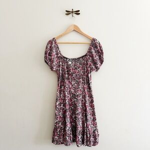 90s Moody Floral Button Up Mini Skater Dress